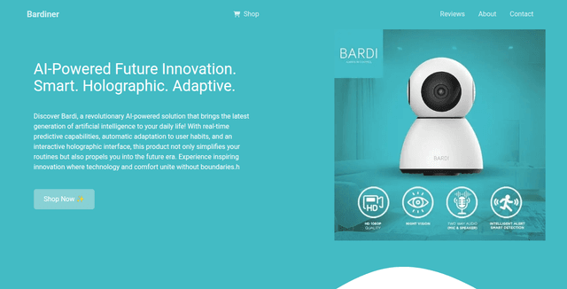Landing Page Bardi | Bardiner (Unofficial) | Created for Portfolio Purposes Only